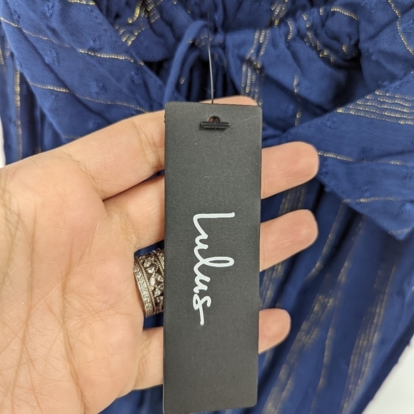 NWT LULU'S Crochet Sheer Halter Strappy Back Maxi Dress - Picture 11 of 12